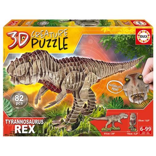 Puzzle Educa 3D Tiranosaurus Rex Creature de 82 Piezas