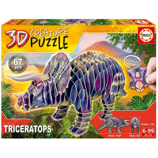 Puzzle Educa 3D Triceratops Creature de 67 Piezas