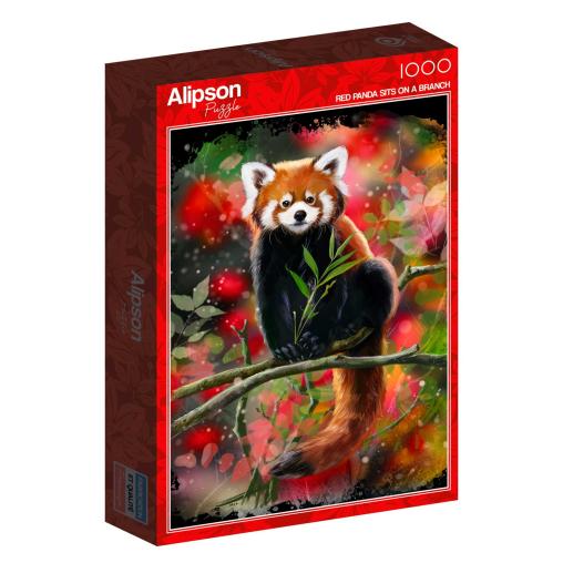 Puzzle Alipson Panda Rojo Sentado en Rama de 1000 Piezas