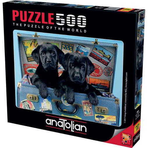 Puzzle Anatolian Cachorros Negros Viajeros de 500 Piezas