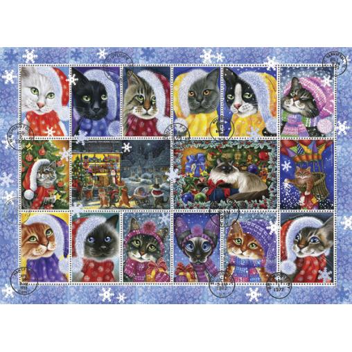 Puzzle Anatolian Colección Navidad  Sellos de Gatos 1000 Piezas