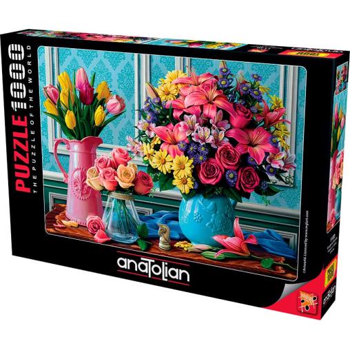 Puzzle Anatolian Flores en Jarrones de 1000 Piezas