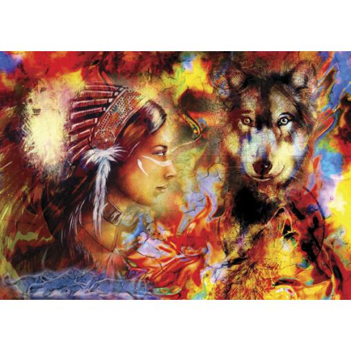 Puzzle Anatolian Mujer India y el Lobo de 1500 Piezas