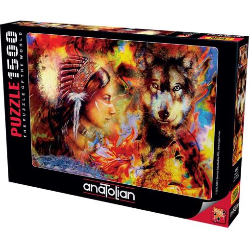 Puzzle Anatolian Mujer India y el Lobo de 1500 Piezas