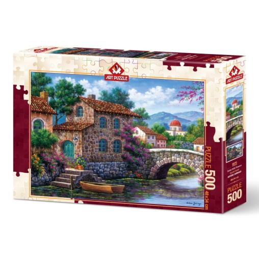 Puzzle Art Puzzle Canal con Flores de 500 Piezas