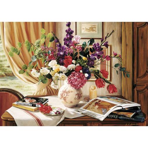 Puzzle Art Puzzle Esquina de Arte y Flores de 1000 Piezas