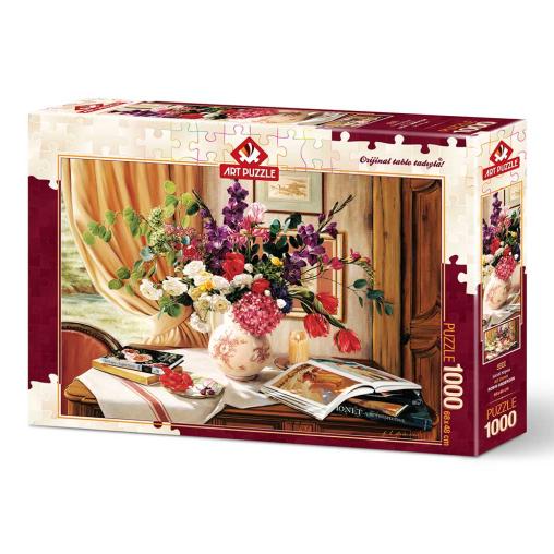 Puzzle Art Puzzle Esquina de Arte y Flores de 1000 Piezas