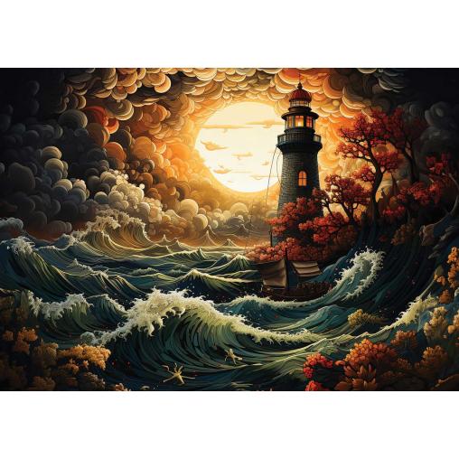 Puzzle Art Puzzle Faro en una Tormenta de 1500 Piezas