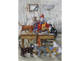 Puzzle Art Puzzle Mesa de Pintura de Gatos de 260 Piezas