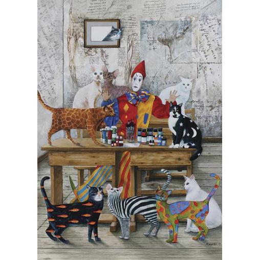 Puzzle Art Puzzle Mesa de Pintura de Gatos de 260 Piezas