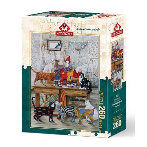 Puzzle Art Puzzle Mesa de Pintura de Gatos de 260 Piezas