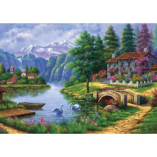 Puzzle Art Puzzle Pueblo Junto al Lago de 1500 Piezas