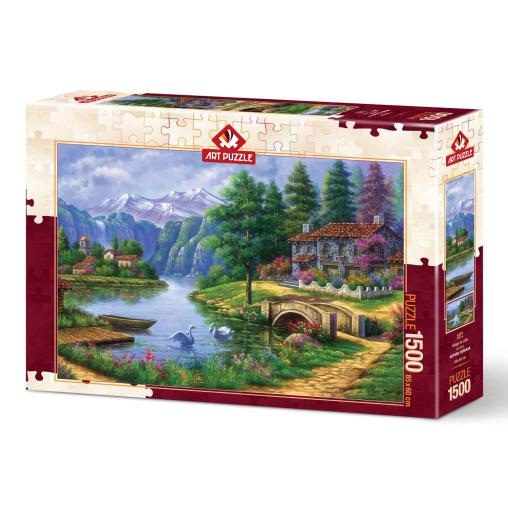 Puzzle Art Puzzle Pueblo Junto al Lago de 1500 Piezas