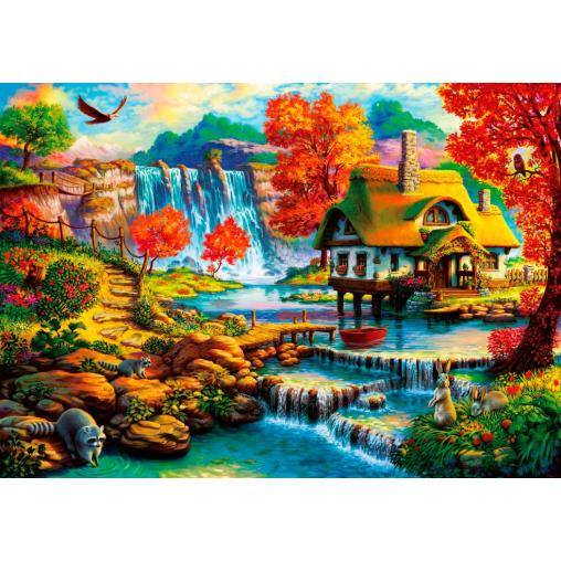 Puzzle Bluebird Casa de Campo Junto a la Cascada de 1000 Piezas