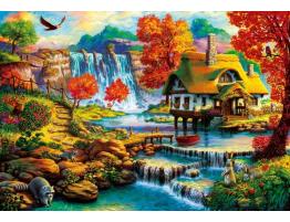 Puzzle Bluebird Casa de Campo junto a la Cascada de 1000 Piezas