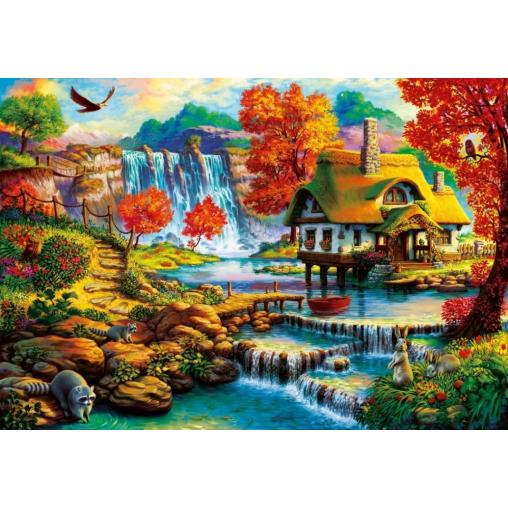 Puzzle Bluebird Casa de Campo junto a la Cascada de 1000 Piezas