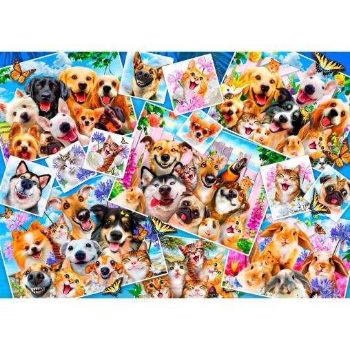 Puzzle Bluebird Collage de Selfies de Mascotas de 1000 Piezas