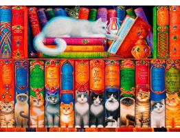 Puzzle Bluebird Estantería de Libros de Gatos de 1000 Piezas