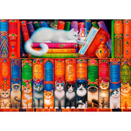 Puzzle Bluebird Estantería de Libros de Gatos de 1000 Piezas