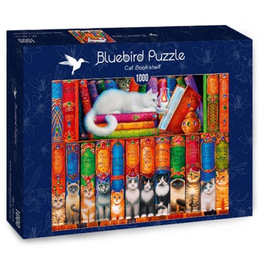 Puzzle Bluebird Estantería de Libros de Gatos de 1000 Piezas