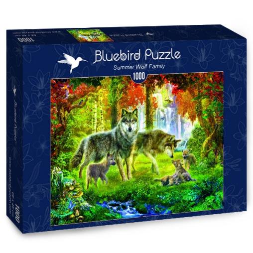 Puzzle Bluebird Familia de Lobos en Verano de 1000 Piezas