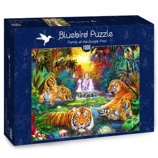 Puzzle Bluebird Familia de Tigres en la Jungla de 1000 Piezas