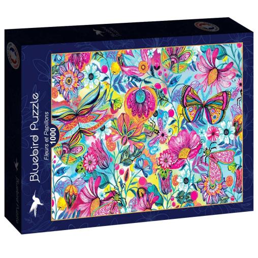 Puzzle Bluebird Flores y Mariposas de 1000 Piezas