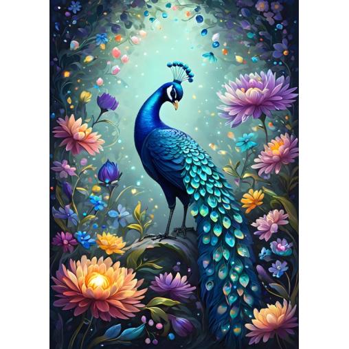 Puzzle Bluebird Flores y Pavo Real de 500 Piezas