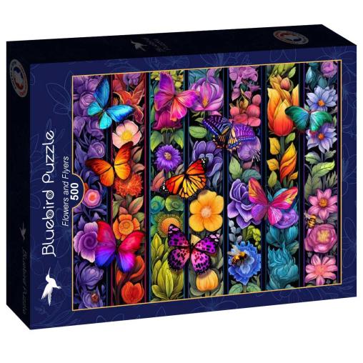 Puzzle Bluebird Flores y Mariposas de 500 Piezas