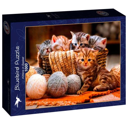 Puzzle Bluebird Gatitos en Cesta de Lanas de 1000 Pzs