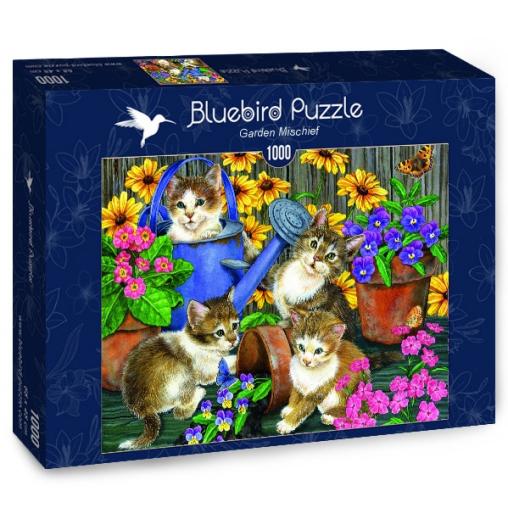 Puzzle Bluebird Gatos Traviesos en el Jardín de 1000 Piezas