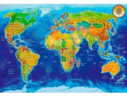 Puzzle Bluebird Mapa Geo-Político del Mundo de 1000 Piezas