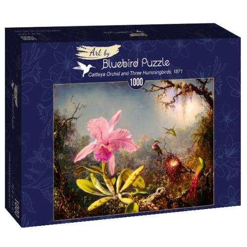 Puzzle Bluebird Orquídea Cattleya y Tres Colibríes de 1000 Piez