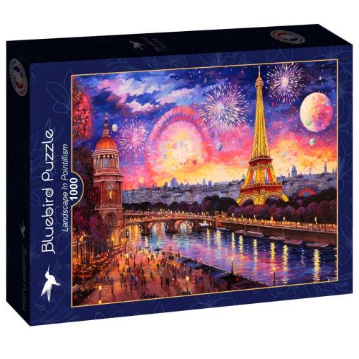 Puzzle Bluebird Paisaje en Puntillismo de 1000 Piezas