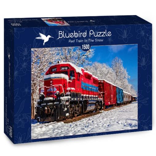 Puzzle Bluebird Tren Rojo en la Nieve de 1500 Piezas