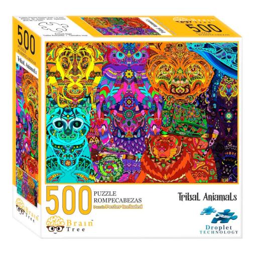 Puzzle Brain Tree Animales Tribales de 500 Piezas