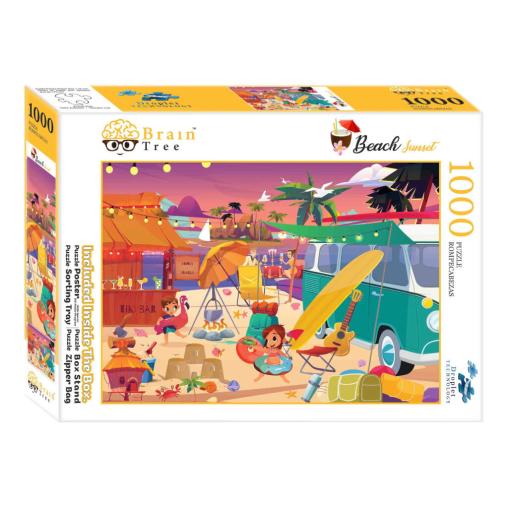 Puzzle Brain Tree Atardecer en la Playa de 1000 Piezas