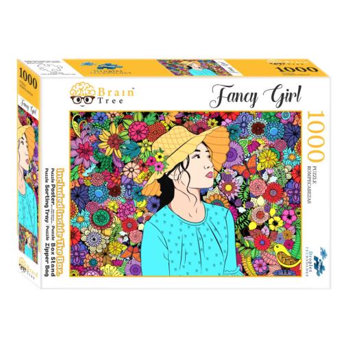 Puzzle Brain Tree Chica entre Flores 1000 Piezas