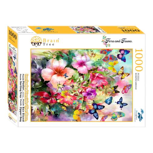 Puzzle Brain Tree Flores y Mariposas de 1000 Piezas