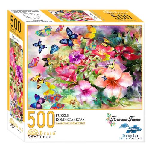 Puzzle Brain Tree Flores y Mariposas de 500 Piezas