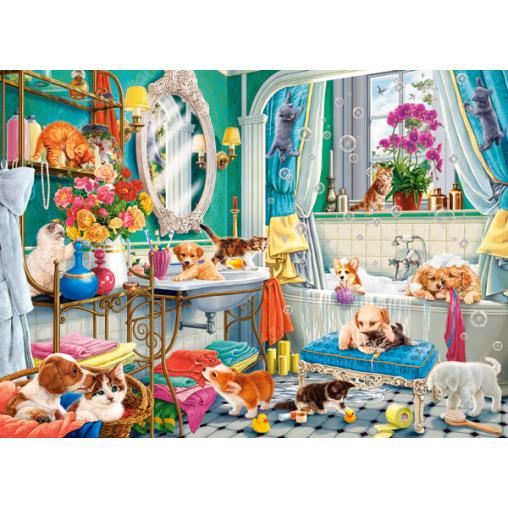 Puzzle Castorland Baño Loco de Mascotas de 100 Piezas