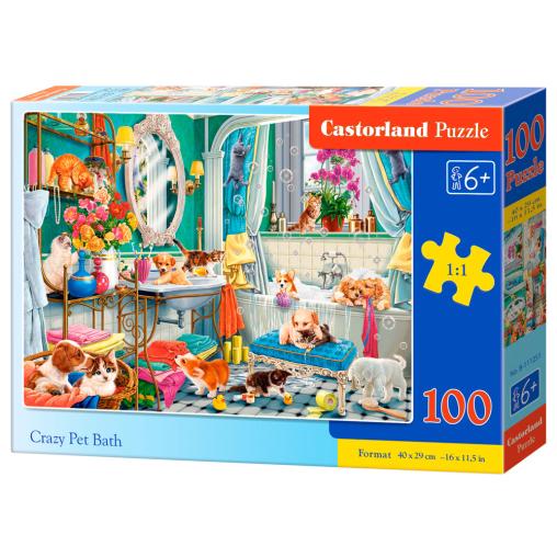 Puzzle Castorland Baño Loco de Mascotas de 100 Piezas