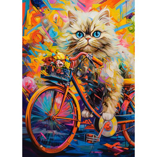 Puzzle Castorland Bicicleta Floral Del Gatito de 180 Piezas