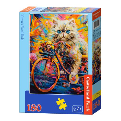 Puzzle Castorland Bicicleta Floral Del Gatito de 180 Piezas