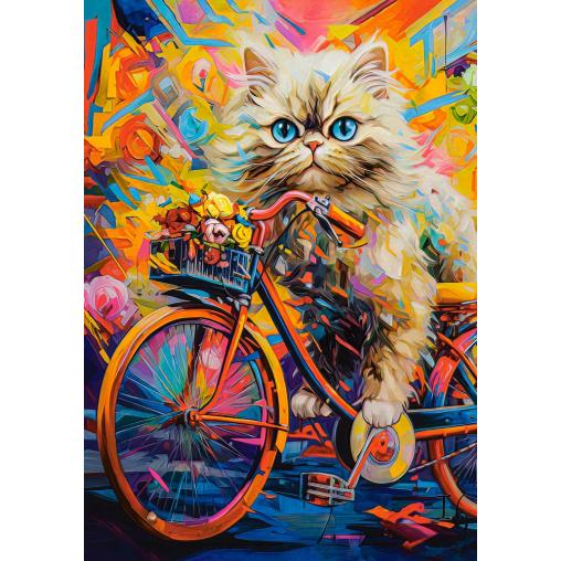 Puzzle Castorland Bicicleta Floral Del Gatito de 500 Piezas