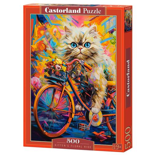 Puzzle Castorland Bicicleta Floral Del Gatito de 500 Piezas