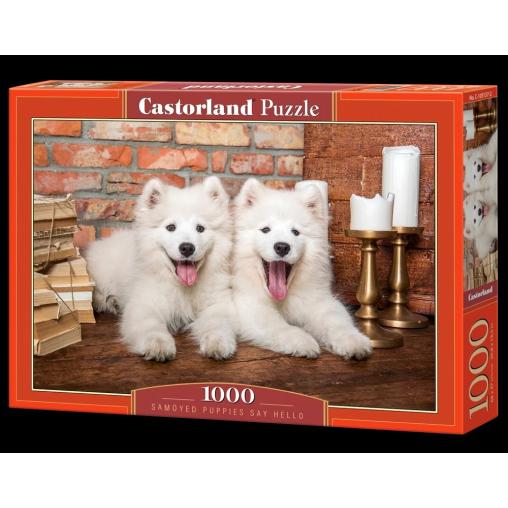 Puzzle Castorland Cachorros de Samoyedo Saludan de 1000 Piezas