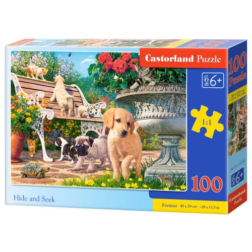 Puzzle Castorland Cachorros Jugando al Escondite de 100 Piezas