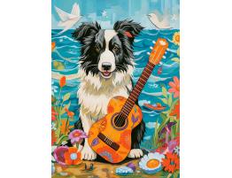 Puzzle Castorland Collie, Guitarra Y el Mar de 100 Piezas