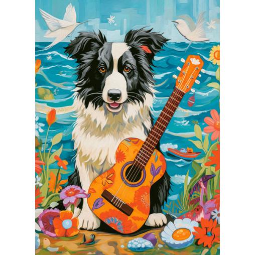 Puzzle Castorland Collie, Guitarra Y el Mar de 100 Piezas